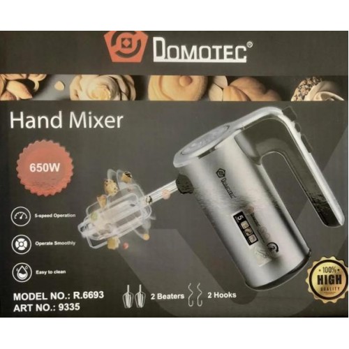Міксер ручний Domotec R-6693 5 швидкостей 650W Міксер ручний Domotec R-6693 5 швидкостей 650W