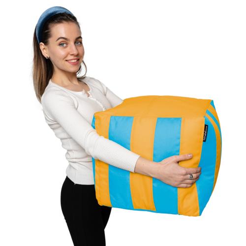 Пуф Кубик Смугастий Оксфорд 40х40 Студія Комфорту Жовтий + Блакитний Пуф Кубик Смугастий Оксфорд 40х40 Студія Комфорту Жовтий + Блакитний