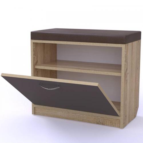 Тумба для взуття Тиса Мебель ТО-118 1 Сонома Графіт 55x60 см Тумба для взуття Тиса Мебель ТО-118 1 Сонома Графіт 55x60 см