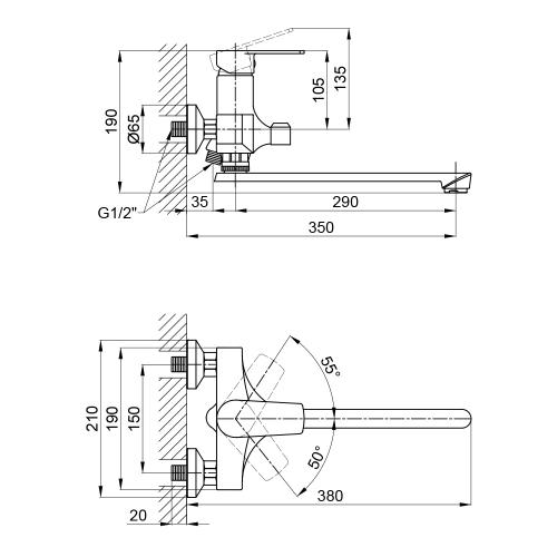 Змішувач Для Ванни Brinex 35W 005