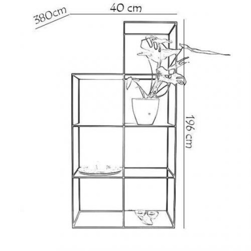 Стелаж для зберігання в стилі Loft Чорний NS-1736 1990x800x380 мм