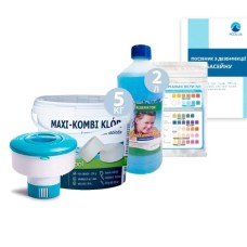 Набір для щоденної дезінфекції «Аква Догляд» InPool 80527 (MAX хлор 5 кг, MAX поплавець, альгекс ТОП 2 л, тести). Засоби для об'єму 13 ÷ 27 м³