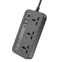 Мережевий фільтр-подовжувач Aspor A505 PD (3USB/USB-C/3A/20W/2м)- чорний