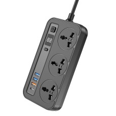 Мережевий фільтр-подовжувач Aspor A505 PD (3USB/USB-C/3A/20W/2м)- чорний