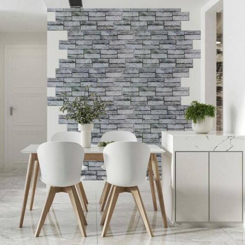 Декоративна панель ПВХ під цеглу Sticker Wall 960*480*4мм (D) SW-00001841 Світло-сіра