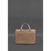 Шкіряний чохол з ручками для ноутбука 13 дюйм Світло-бежевий BlankNote