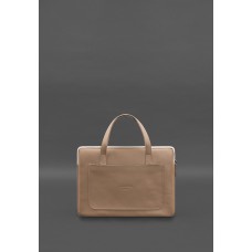 Шкіряний чохол з ручками для ноутбука 13 дюйм Світло-бежевий BlankNote