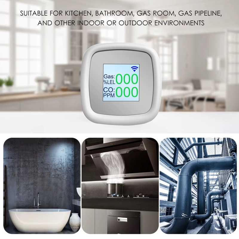 Wifi датчик витоку природного газу + чадного газу 2 в 1 з екраном та сиреною Nectronix GLD-20