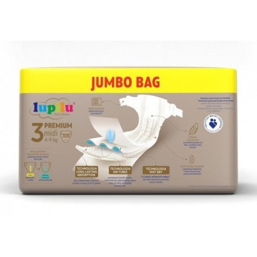 Підгузники Lupilu Premium JUMBO BAG Midi 3 4-9 кг 108 шт в інтернет супермаркеті PbayMarket!