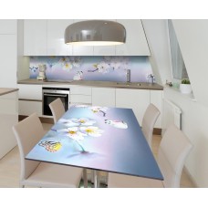 Наклейка 3Д вінілова на стіл Zatarga «Порхаючі у вишнях» 600х1200 мм (Z184166st)