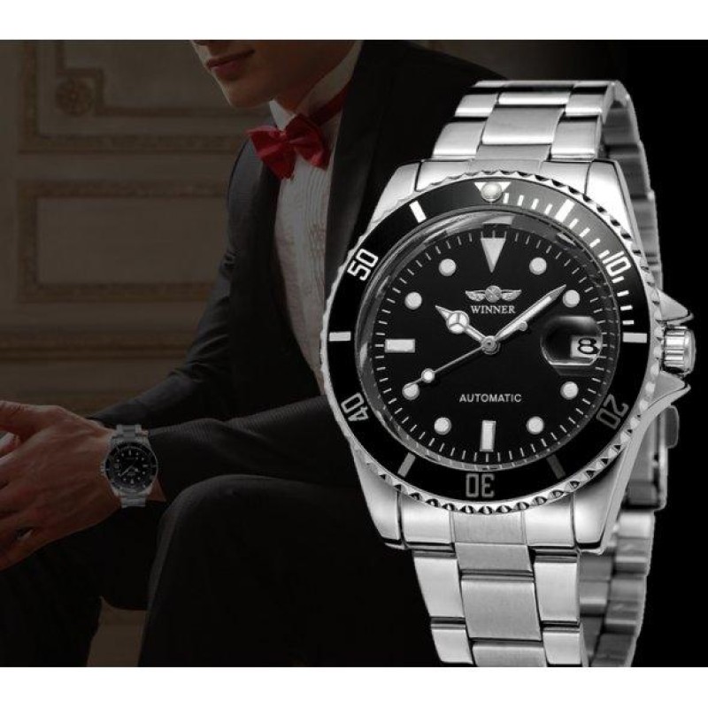 Чоловічий наручний годинник Winner Basel Сріблястий (1320871156)