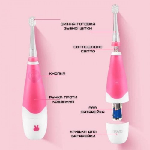 Електрична дитяча зубна щітка Seago Звукова з Таймером та LED Підсвічуванням SG902 Рожева (484) в інтернет супермаркеті PbayMarket!