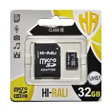 Карта пам'яті MicroSDHC 32GB UHS-I Class 10 Hi-Rali + SD-adapter (HI-32GBSD10U1-01)