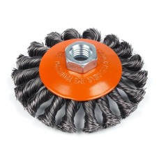 Щітка Polax конусна по металу для УШМ (болгарки) пучки витого плетеного сталевого дроту М14 100 мм (54-164)