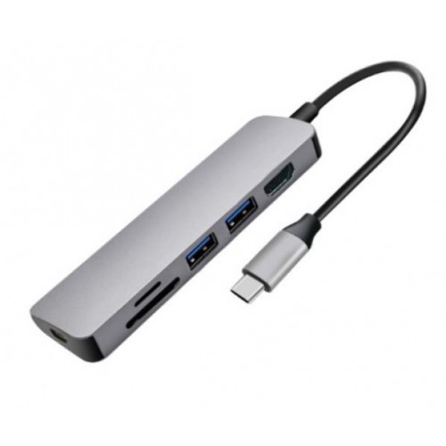 Док-станція Lucom USB Type-C-HDMI + Type-C PowerDelivery 87W 2xUSB3.0 +Cardreader Срібний(62.09.8376)