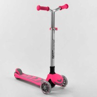 Самокат триколісний Best Scooter складане алюмінієве кермо, 4 колеса PU зі світлом Pink (102317)