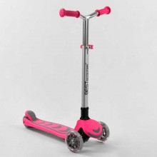 Самокат триколісний Best Scooter складане алюмінієве кермо, 4 колеса PU зі світлом Pink (102317)