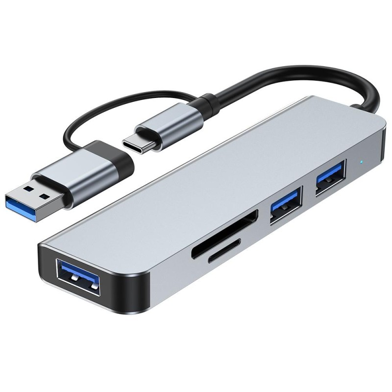 Док-станція Niye 5-в-1 з портом USB 3.0 Порти USB2.0 Пристрій для читання карток SD/TF Ultra