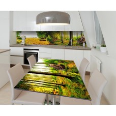 Наклейка 3Д вінілова на стіл Zatarga «Ведмедики у лісі» 600х1200 мм для будинків, квартир, столів, кав'ярень, кафе