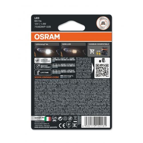 Комплект світлодіодних ламп Osram LEDriving SL 7506DWP-02b P21W 12V BA15s 6000K 2шт