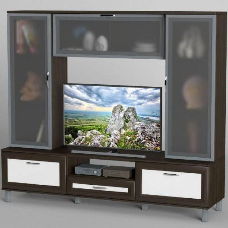 Стінка в вітальню Тиса Мебель Вітальня-34 Венге Білий 1600x450x1800 мм