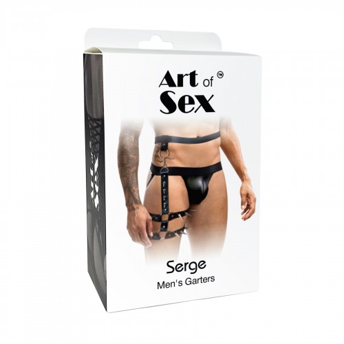 Чоловічі гартери з натуральної шкіри Art of Sex - Serge, колір Чорний, розмір XS-M в інтернет супермаркеті PbayMarket!