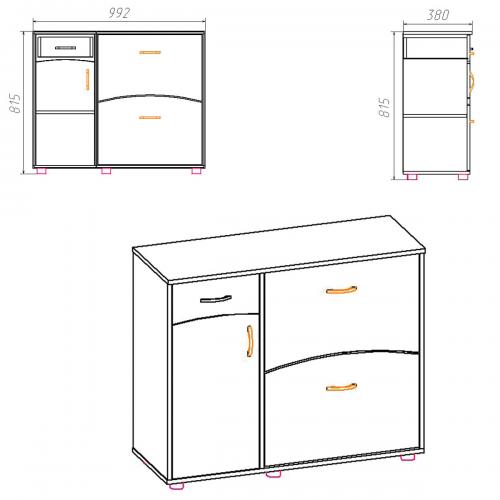 Тумба для взуття Компанит ТО 5 Венге (Tmb-148) Тумба для взуття Компанит ТО 5 Венге (Tmb-148)