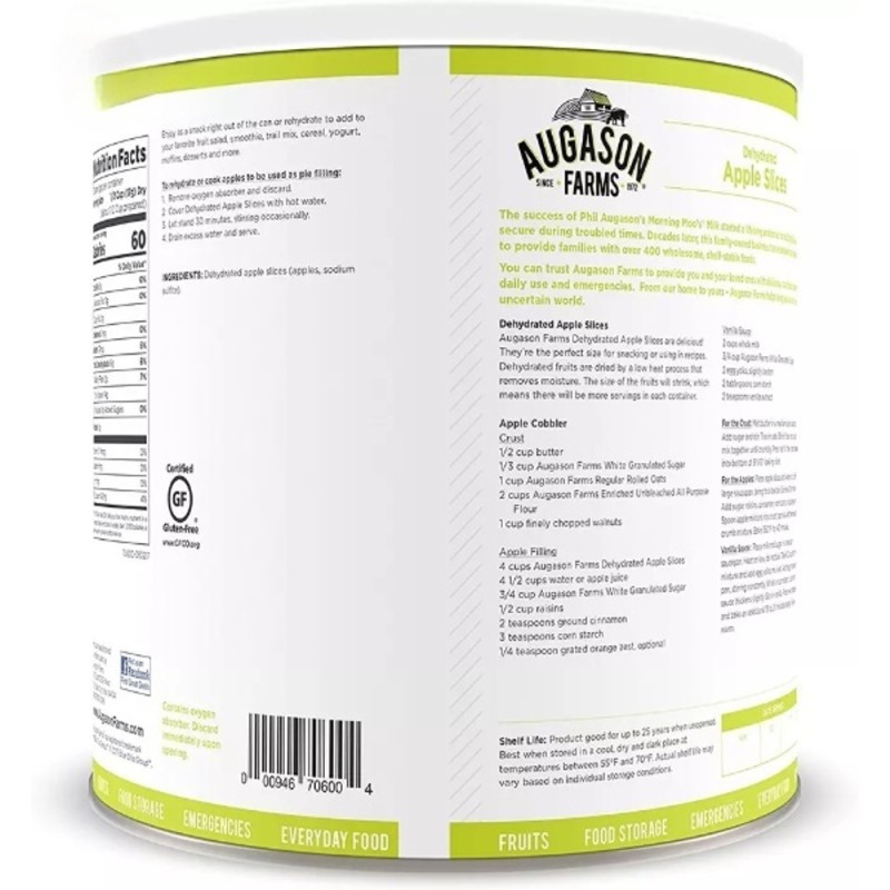 Сублімовані шматочки яблук з великим терміном придатності 25 років Augason Farms, 20 порцій