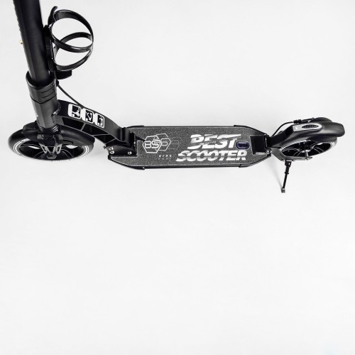 Двоколісний складаний самокат ліхтарик 2 амортизатора дискове гальмо Best Scooter 100 кг Black (114291) Двоколісний складаний самокат ліхтарик 2 амортизатора дискове гальмо Best Scooter 100 кг Black (114291)