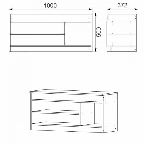 Тумба для взуття ТО-17 Компанит Дуб сонома (100х37, 2х50 см)