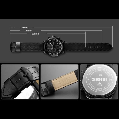 Чоловічий наручний годинник Skmei 1309 Black 1309BK (17126-hbr) Чоловічий наручний годинник Skmei 1309 Black 1309BK (17126-hbr)