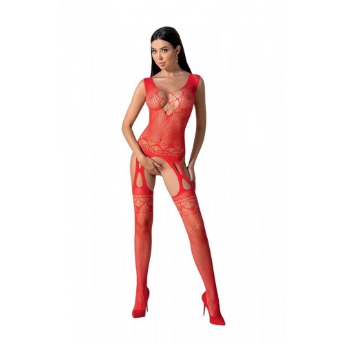 Бодістокінг з плетінням на грудях Passion BS099 One Size, red, відкритий доступ, імітація підв’язок в інтернет супермаркеті PbayMarket!