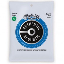 Струни для акустичної гітари Martin MA170 80/20 Bronze Extra Light Acoustic Guitar Strings 10/47