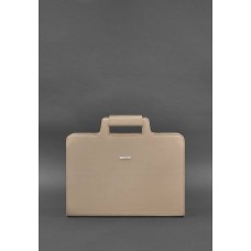 Жіноча шкіряна сумка для ноутбука і документів світло-бежева BlankNote