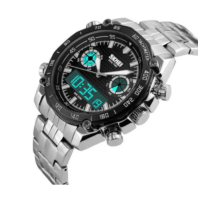 Наручний чоловічий годинник Skmei 1204 direct Сріблястий