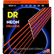Струни для акустичної гітари DR NOA-11 Hi-Def Neon Orange K3 Coated Medium-Light Acoustic Guitar Strings 11/50