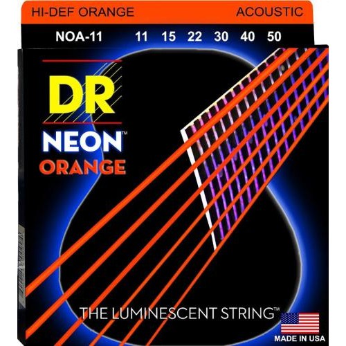 Струни для акустичної гітари DR NOA-11 Hi-Def Neon Orange K3 Coated Medium-Light Acoustic Guitar Strings 11/50 Струни для акустичної гітари DR NOA-11 Hi-Def Neon Orange K3 Coated Medium-Light Acoustic Guitar Strings 11/50