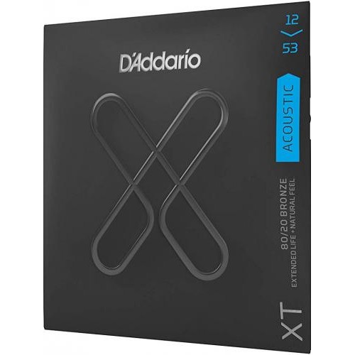 Струни для акустичної гітари 6 шт D'Addario XTABR1253 XT 80/20 Bronze Light 12/53 Струни для акустичної гітари 6 шт D'Addario XTABR1253 XT 80/20 Bronze Light 12/53