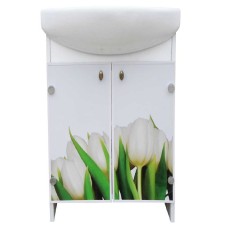 Тумба Mikola-M Eco Green light Тюльпани з умивальником CERSANIT Cersania 50см