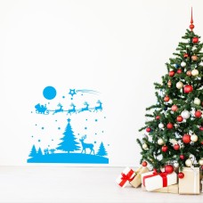 Новорічна вінілова наклейка Zatarga Казкова ніч 1100х1000 мм Блакитний (Z202012/1)