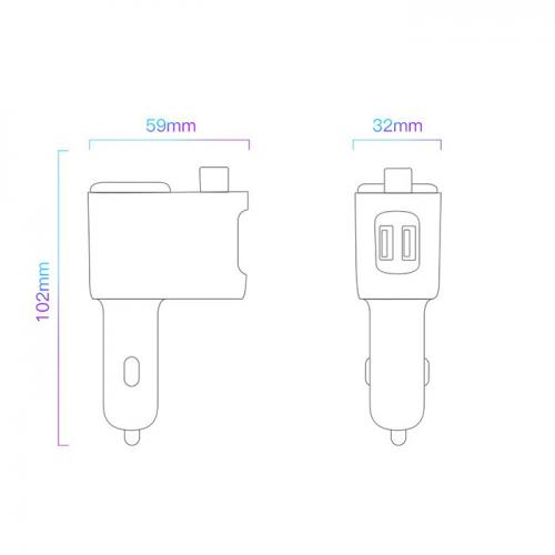 FM трансмітер модулятор Baseus Lokomotive S-06 Bluetooth з функцією зарядки 2хUSB (63814329) FM трансмітер модулятор Baseus Lokomotive S-06 Bluetooth з функцією зарядки 2хUSB (63814329)