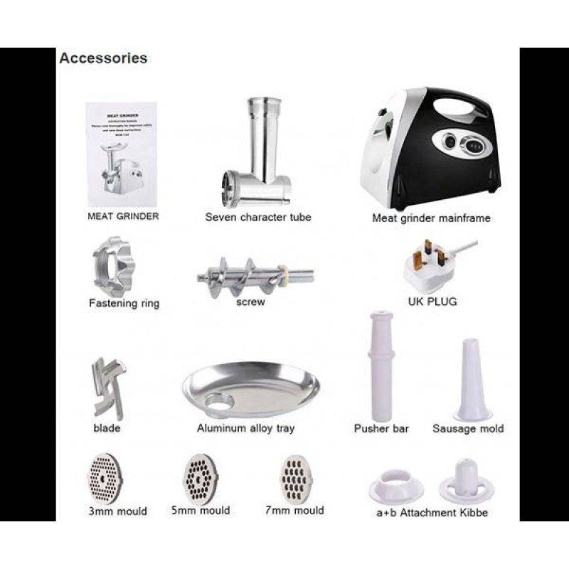 М'ясорубка електрична із соковижималкою Domotec MS-2019 чорна 2400W (4334_1838)