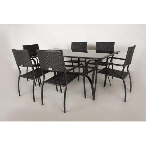 Обідній комплект меблів Cruzo Балі 7 предметів Чорний (os0001-4) Обідній комплект меблів Cruzo Балі 7 предметів Чорний (os0001-4)