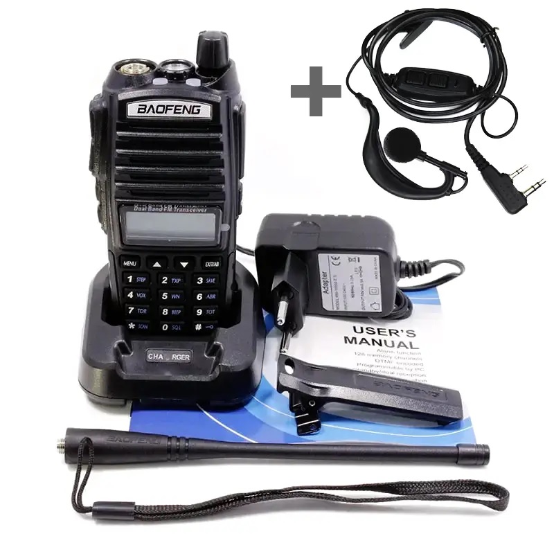 Рація Baofeng UV-82 8W посилена PRO серія VHF/UHF, ліхтар, 2xPTT кнопка, гарнітура, дальність 10км