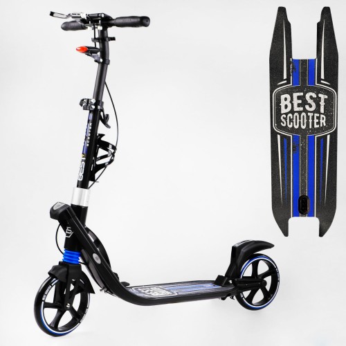 Двоколісний складаний самокат ліхтарик 2 амортизатора Best Scooter 100 кг Black and blue (114436)