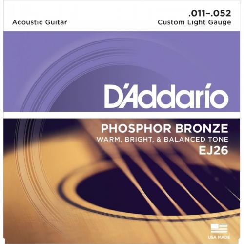 Струни для акустичної гітари D'Addario EJ26 Phosphor Bronze Custom Light Acoustic Guitar Strings 11/52 Струни для акустичної гітари D'Addario EJ26 Phosphor Bronze Custom Light Acoustic Guitar Strings 11/52
