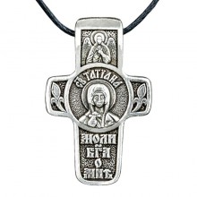 Хрест натільний срібний Silvering Тетяна Свята Мучениця Тетіана Римська 3х1,8х0,2 см (19590)