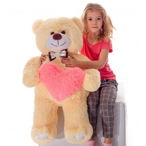 Плюшевий ведмедик з серцем Mister Medved Берті 110 см Бежевий (029) Плюшевий ведмедик з серцем Mister Medved Берті 110 см Бежевий (029)