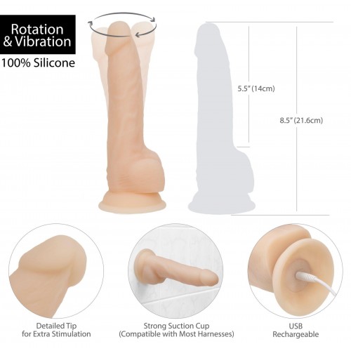 Фалоімітатор з вібрацією та ротацією Naked ADDICTION James 8″ Rotating & Vibrating Dong, пульт ДК в інтернет супермаркеті PbayMarket!