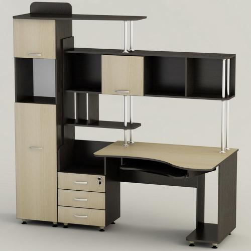 Стіл комп'ютерний Тиса Мебель СК-20 Венге Молочний 1955x900x1925 мм Стіл комп'ютерний Тиса Мебель СК-20 Венге Молочний 1955x900x1925 мм